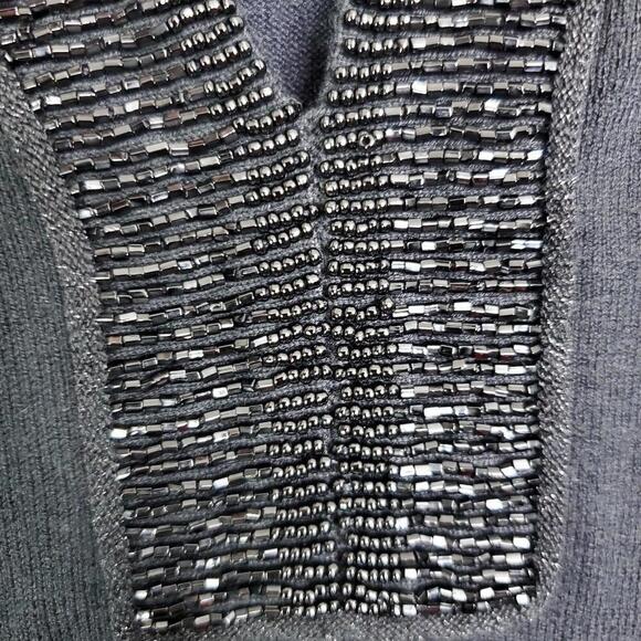 J McLaughlin Top Womens Large Julie Jeweled Beaded Y Neck New 3/4 Sleeves - Picture 5 of 11